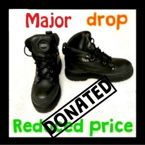Black leather steel-toe work boot 
NO LONGER AVAILABLE